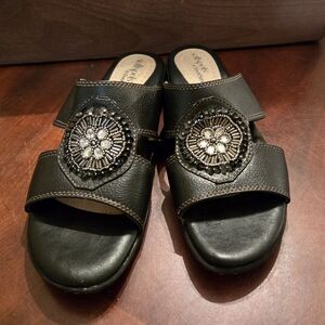 Softspots Black Embellished Sandals